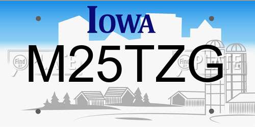 M25TZG Iowa License Plate