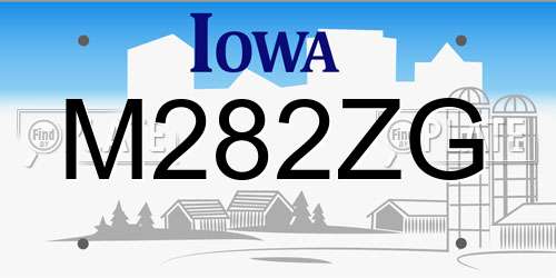 M282ZG Iowa License Plate