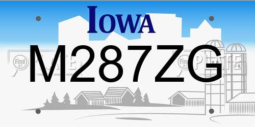 M287ZG Iowa License Plate
