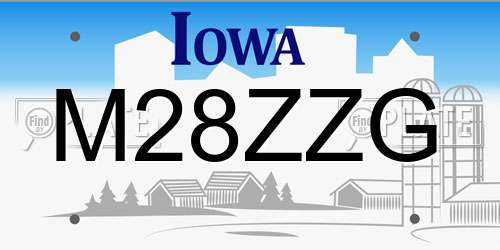 M28ZZG Iowa License Plate