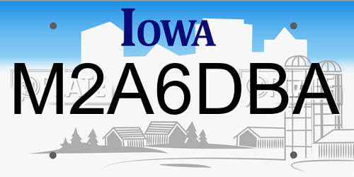 M2A6DBA Iowa License Plate