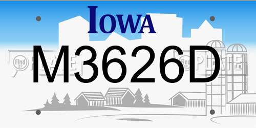 M3626D Iowa License Plate