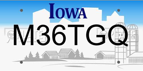 M36TGQ Iowa License Plate