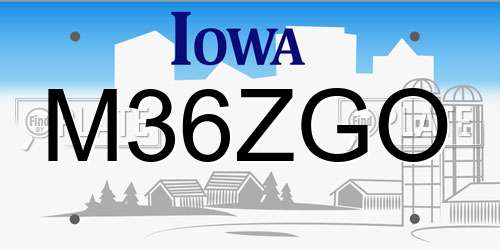 M36ZGO Iowa License Plate