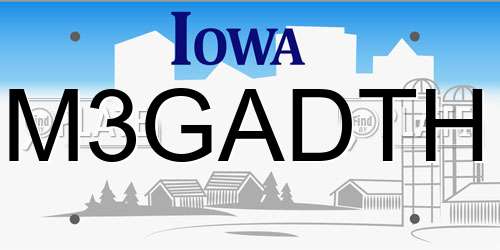 M3GADTH Iowa License Plate
