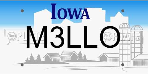 M3LLO Iowa License Plate