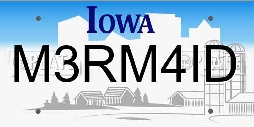 M3RM4ID Iowa License Plate