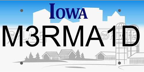 M3RMA1D Iowa License Plate