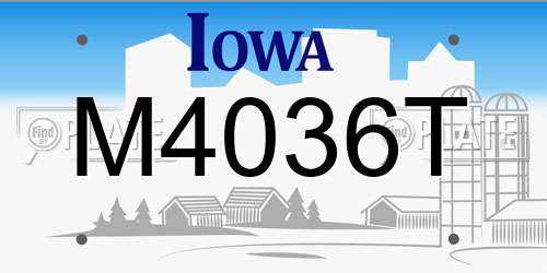 M4036T Iowa License Plate