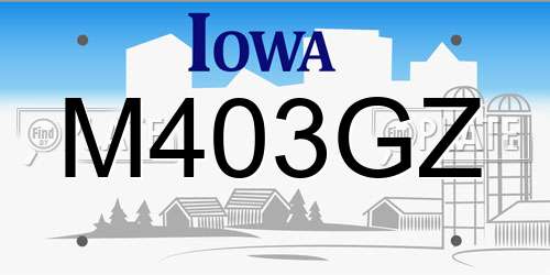 M403GZ Iowa License Plate