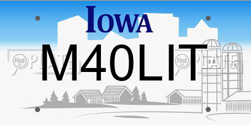 M40LIT Iowa License Plate