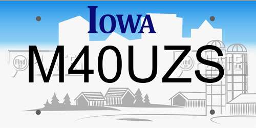 M40UZS Iowa License Plate