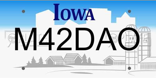 M42DAO Iowa License Plate