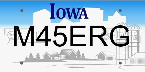 M45ERG Iowa License Plate