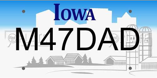 M47DAD Iowa License Plate
