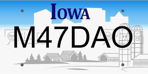 M47DAO Iowa License Plate