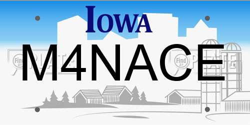 M4NACE Iowa License Plate