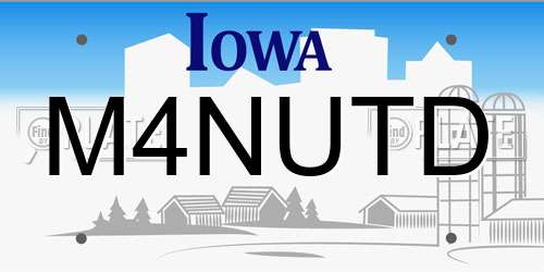 M4NUTD Iowa License Plate