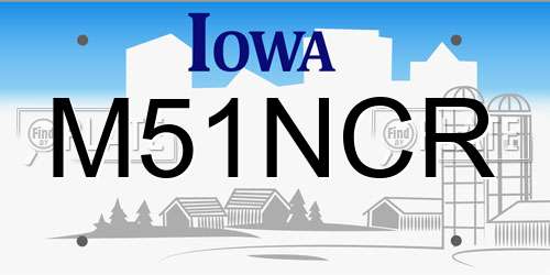 M51NCR Iowa License Plate