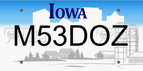 M53DOZ Iowa License Plate