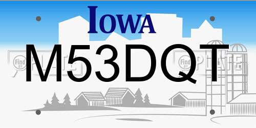 M53DQT Iowa License Plate