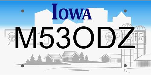 M53ODZ Iowa License Plate