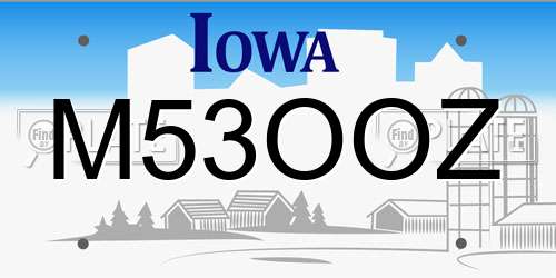 M53OOZ Iowa License Plate