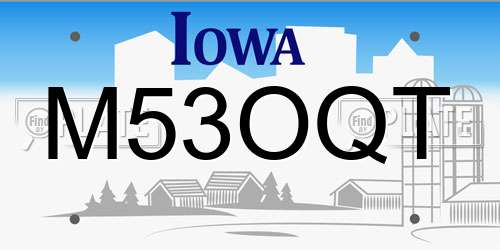 M53OQT Iowa License Plate