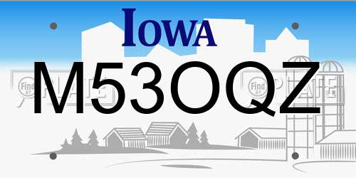 M53OQZ Iowa License Plate