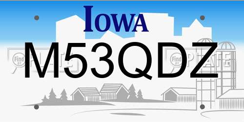 M53QDZ Iowa License Plate