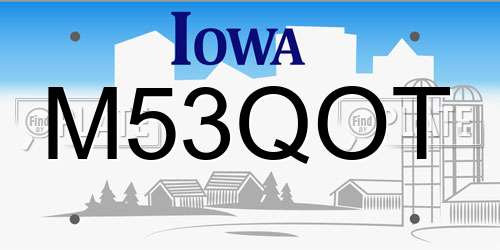 M53QOT Iowa License Plate