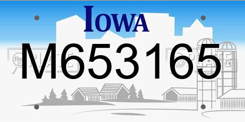 M653165 Iowa License Plate