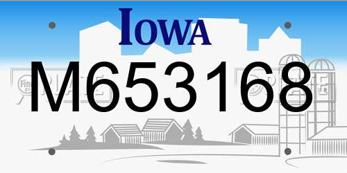 M653168 Iowa License Plate
