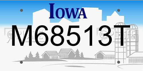 M68513T Iowa License Plate