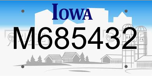 M685432 Iowa License Plate