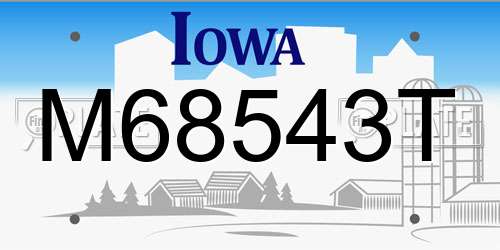 M68543T Iowa License Plate