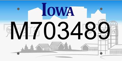 M703489 Iowa License Plate