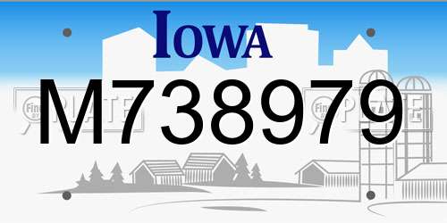 M738979 Iowa License Plate