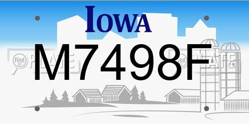 M7498F Iowa License Plate