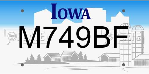 M749BF Iowa License Plate
