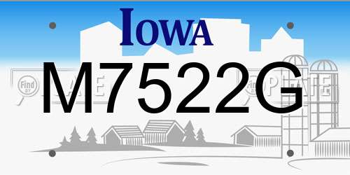 M7522G Iowa License Plate