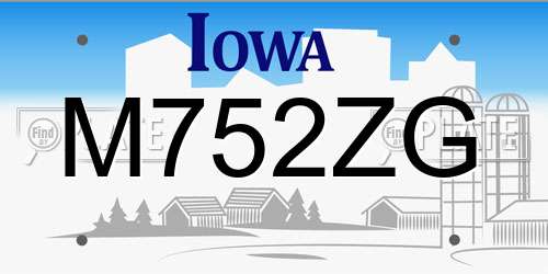 M752ZG Iowa License Plate
