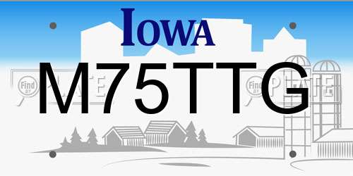 M75TTG Iowa License Plate