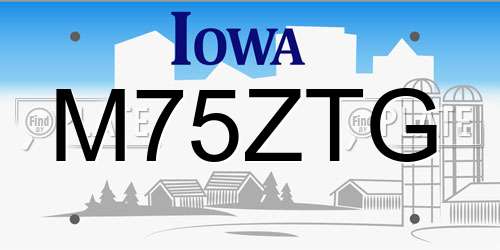 M75ZTG Iowa License Plate