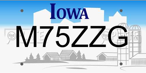 M75ZZG Iowa License Plate