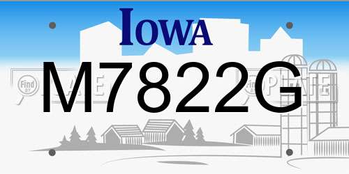 M7822G Iowa License Plate