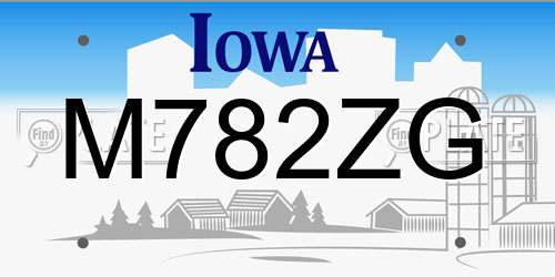 M782ZG Iowa License Plate