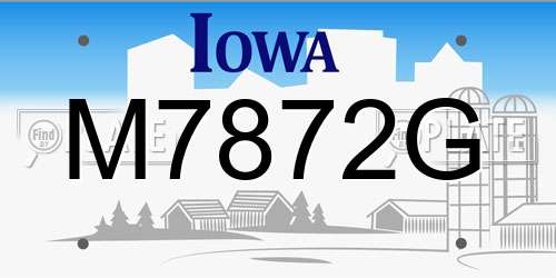 M7872G Iowa License Plate