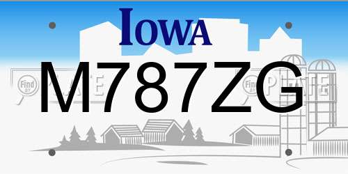 M787ZG Iowa License Plate