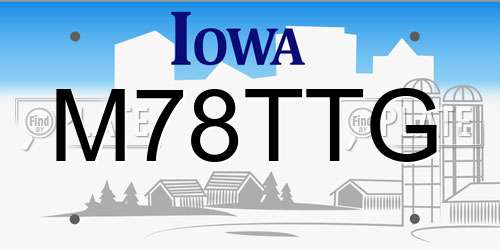 M78TTG Iowa License Plate